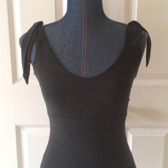 Nasty Gal Ruffle Mini Dress Black Slinky Ties New - Picture 3 of 16